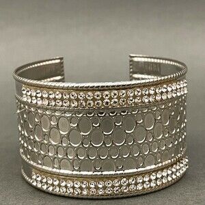 Silver-tone Rhinestones Women's‎ Fashion Cuff Bracelet